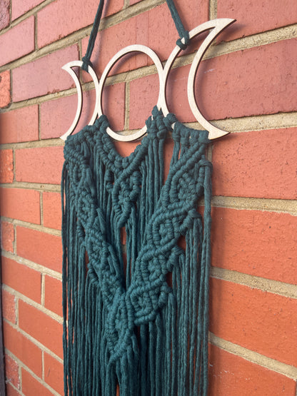 Triple Moon Dark Green Wall Hanging