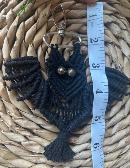 Black Macramé Bat Keychain