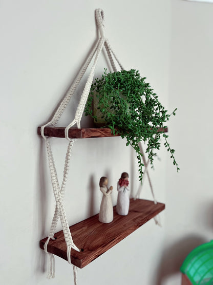 One-of-a-Kind Natural Macramé Double Hanging Shelf