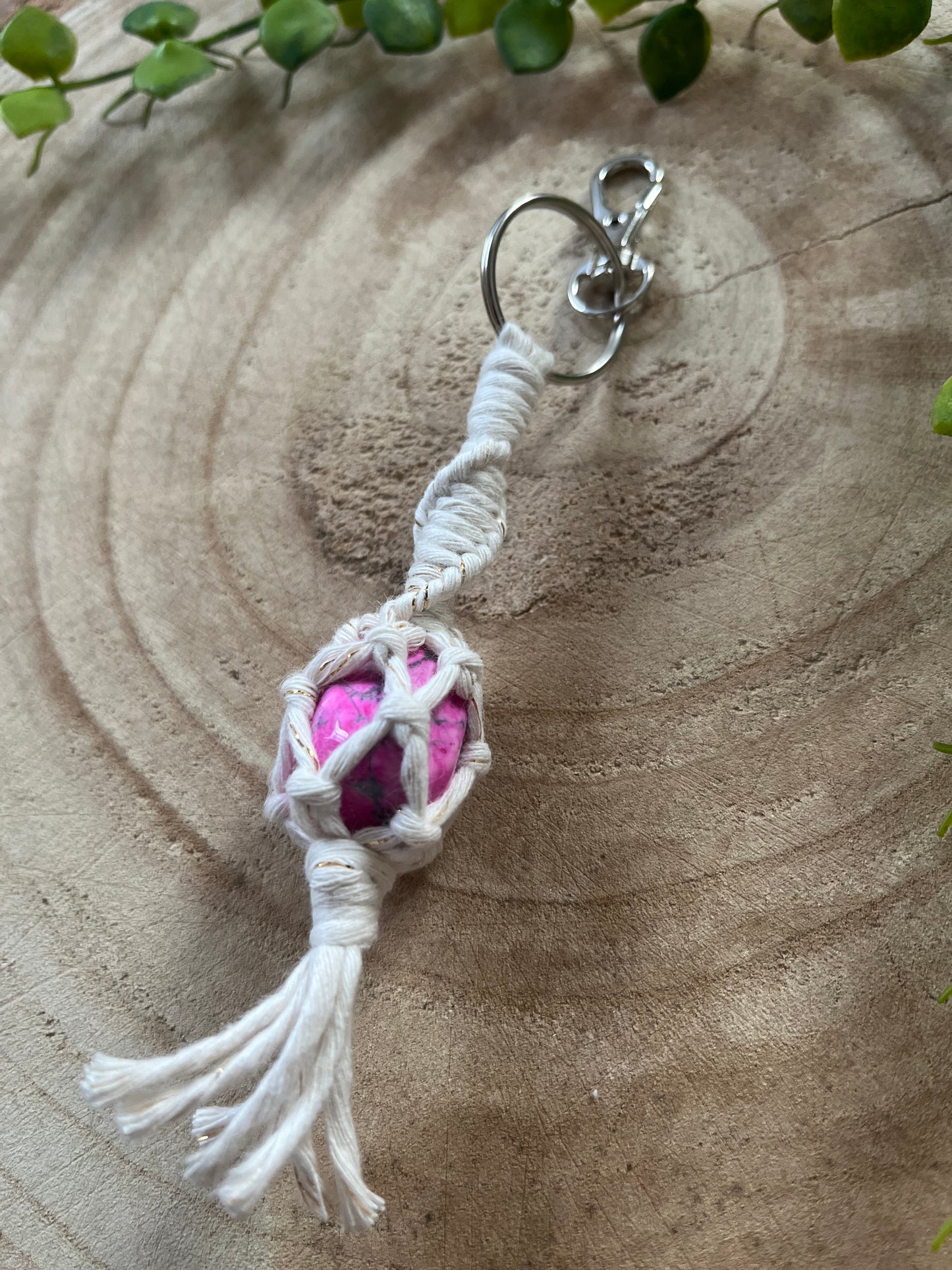 Macrame crystal gemstone keyring - choice of gemstones