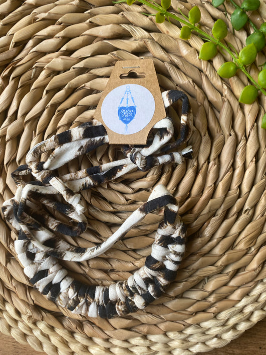 Macra-Made With Love rope necklace animal print folded