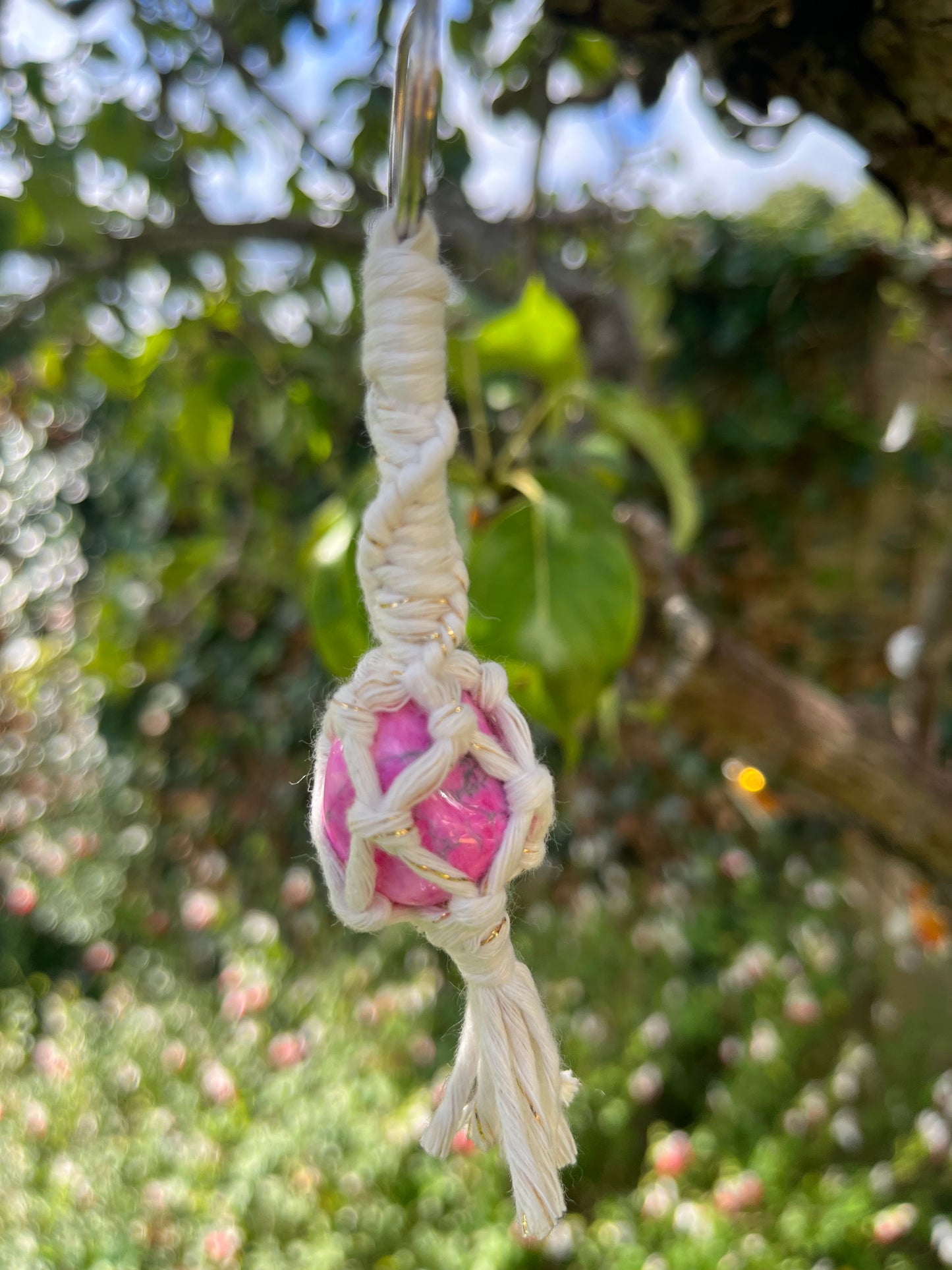 Macrame crystal gemstone keyring - choice of gemstones