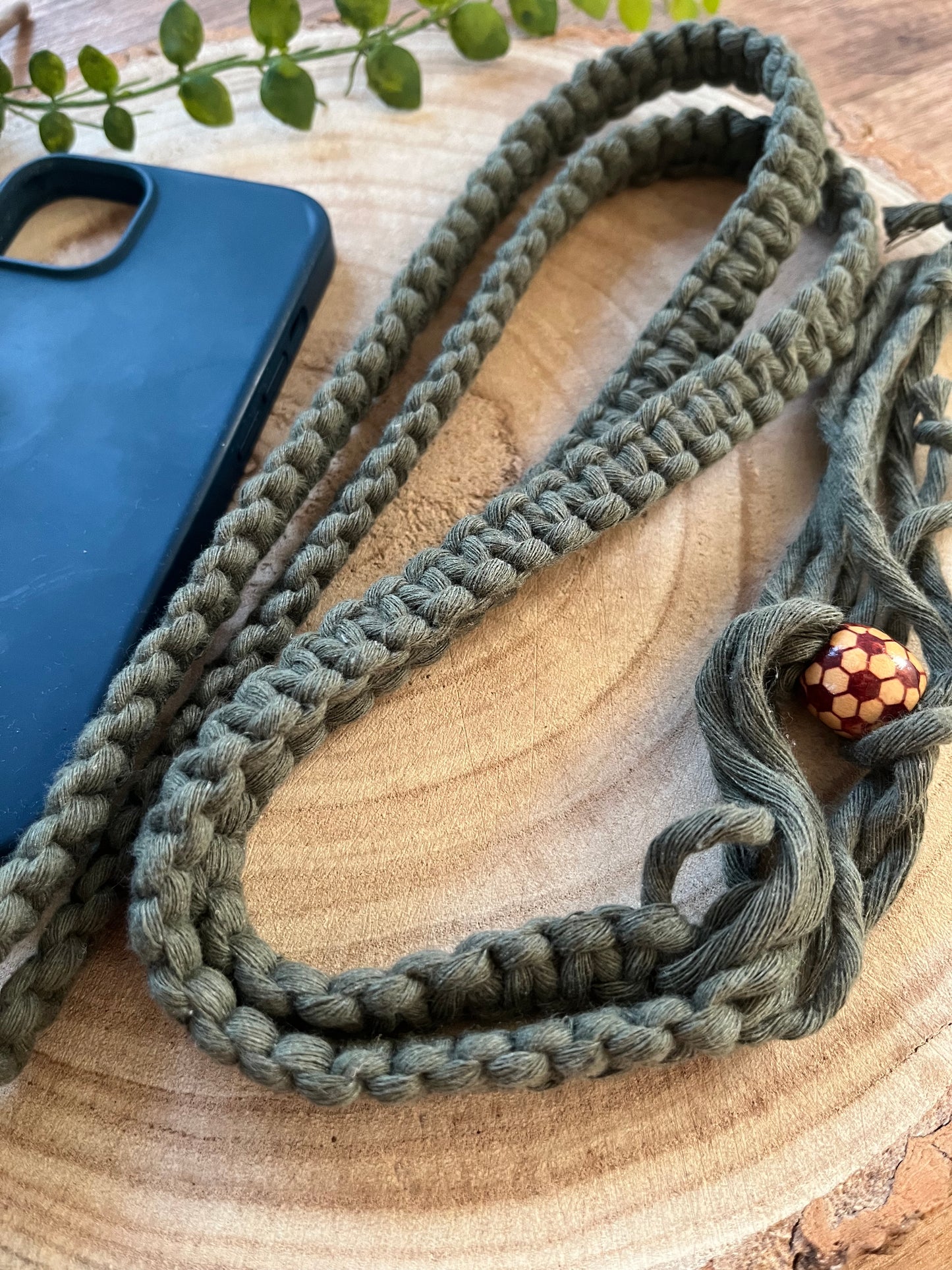 Recycled cotton adjustable crossbody phone strap with universal tether