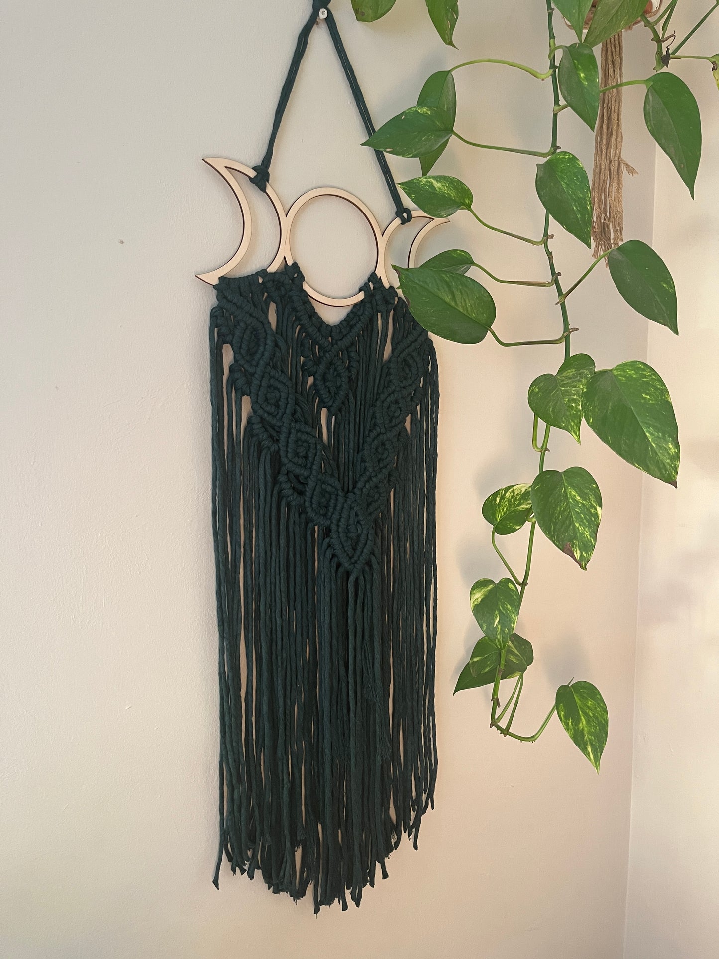 Triple Moon Dark Green Wall Hanging