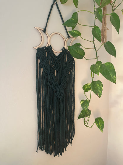 Triple Moon Dark Green Wall Hanging