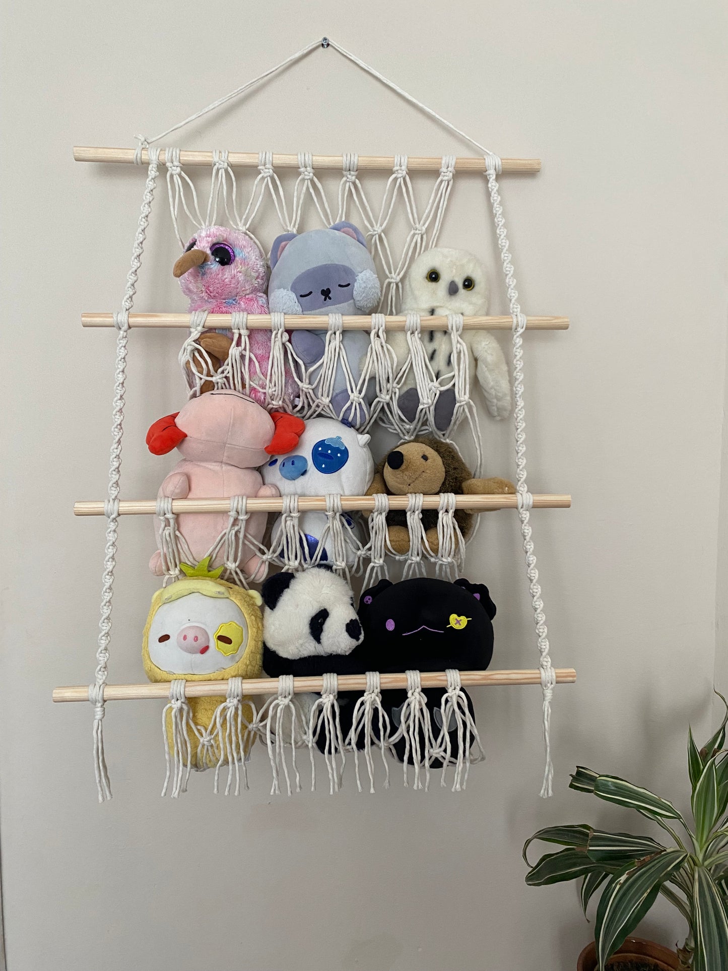 Wall hanging eco friendly soft toy storage hammock - single or triple