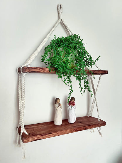 One-of-a-Kind Natural Macramé Double Hanging Shelf