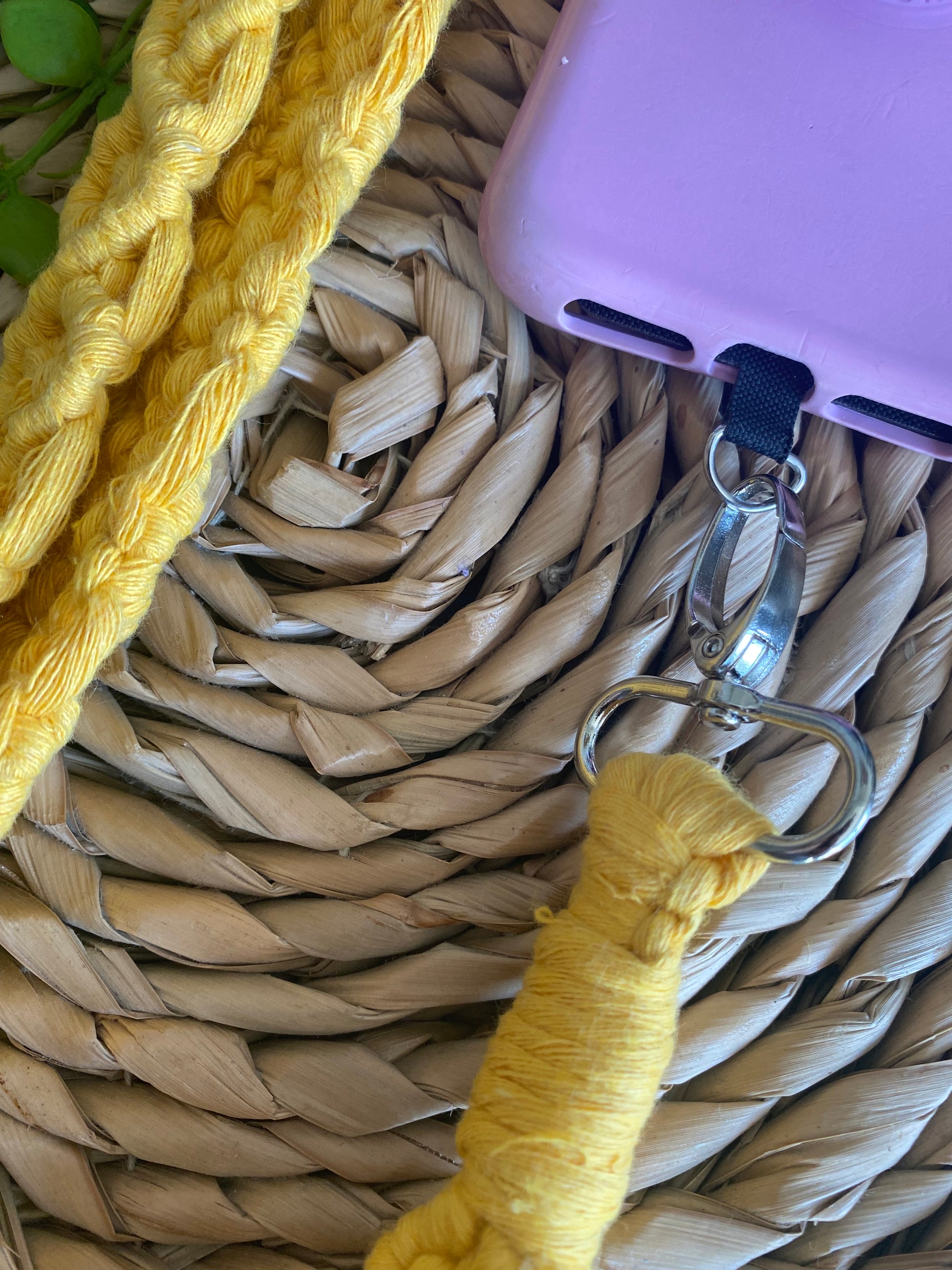 Macra-Made With Love chunky phone lanyard yellow close up flat