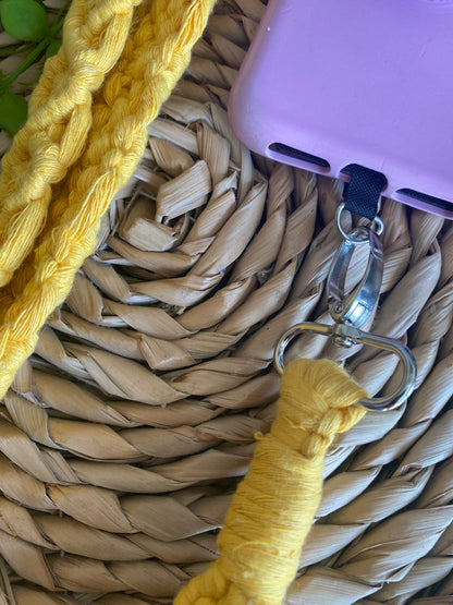 Macra-Made With Love chunky phone lanyard yellow close up flat