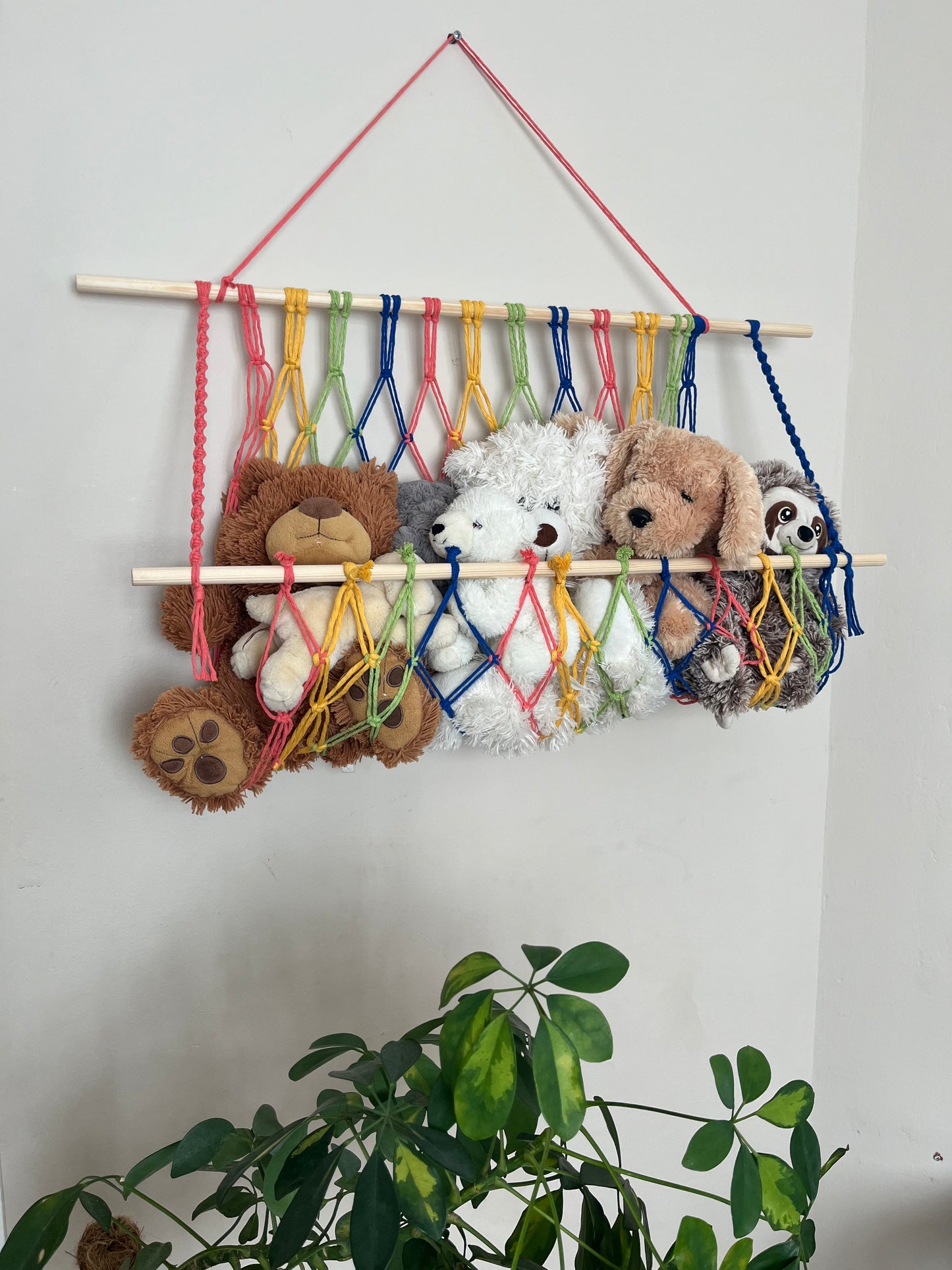 Wall hanging eco friendly soft toy storage hammock - single or triple