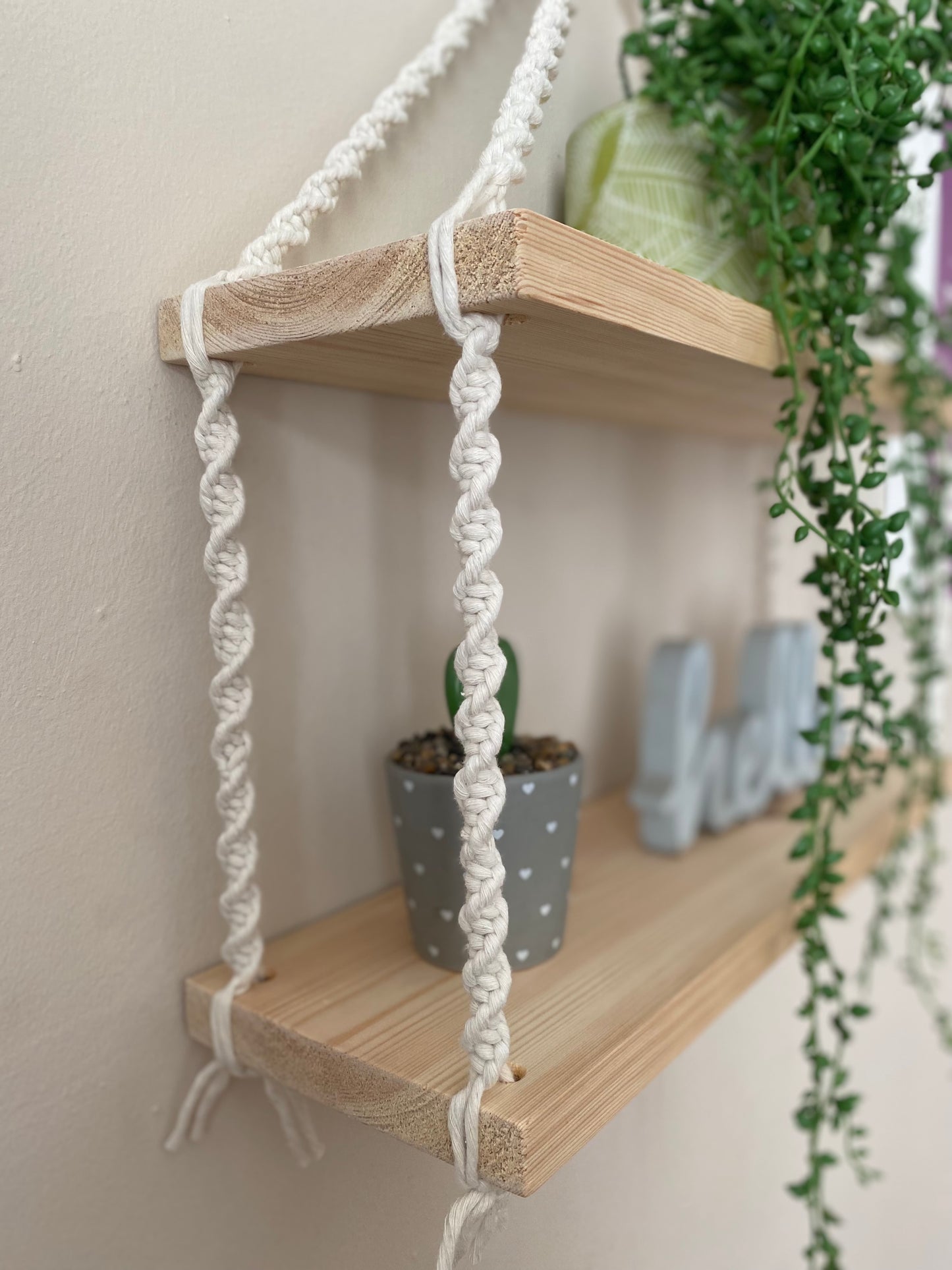 Macra-Made With Love 2 tier shelf natural knots