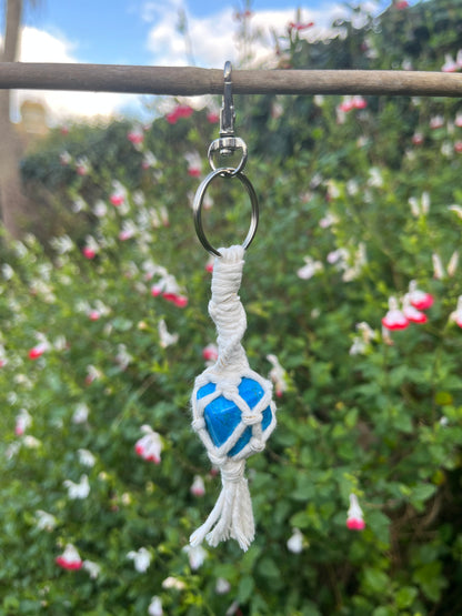 Macrame crystal gemstone keyring - choice of gemstones