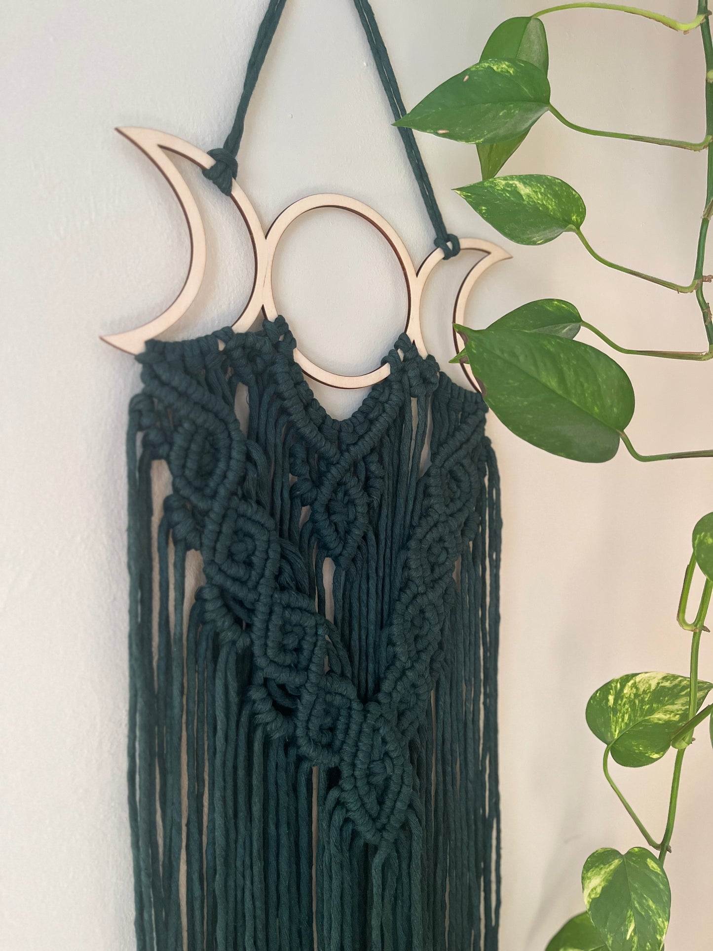 Triple Moon Dark Green Wall Hanging