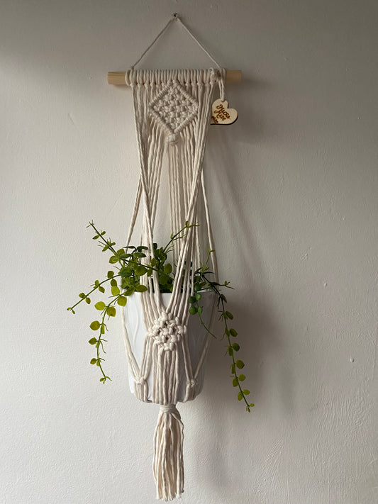 Macra-Made With Love Natural wall hanging macrame plant hanger