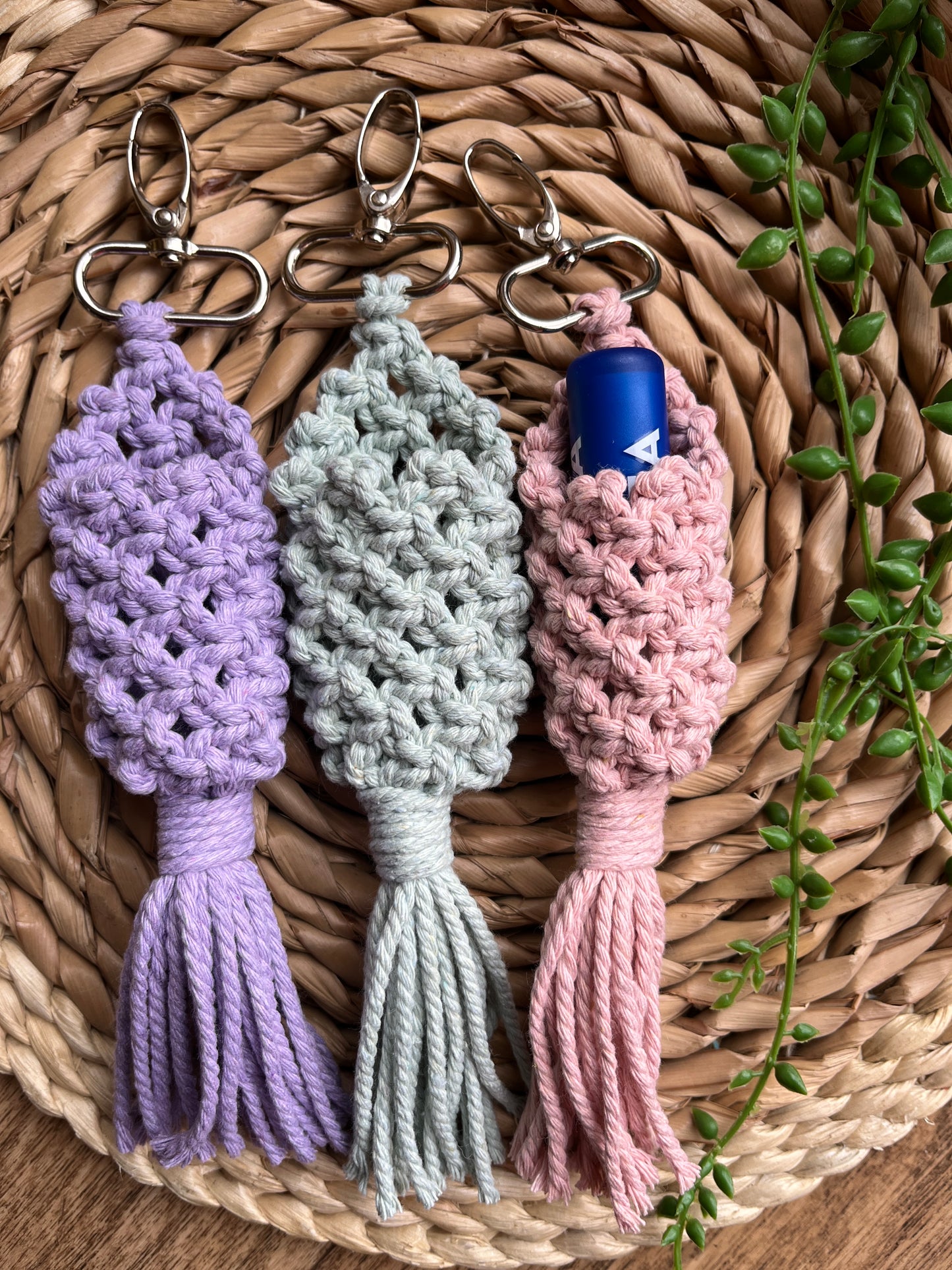 Macrame Lip Balm Keychain Holder