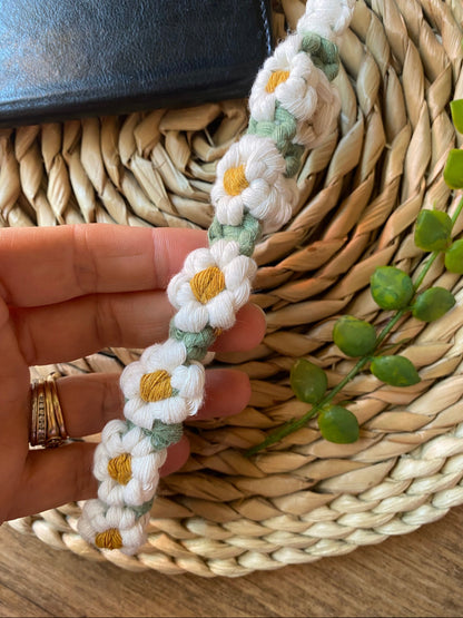 Handmade Daisy Chain Phone Charm Wristlet - Eco-Friendly Recycled Cotton Phone Strap