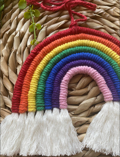 Long hanging macrame rainbow window decoration