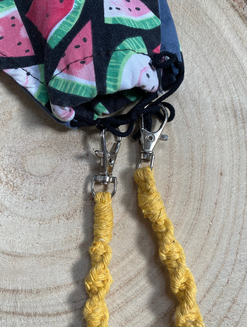 Macra-Made With Love face mask lanyard mustard clasps 