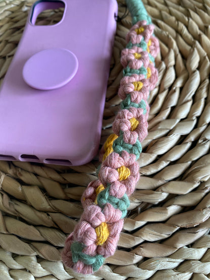 Macra-Made With Love daisy chain phone wrist strap pink zoom