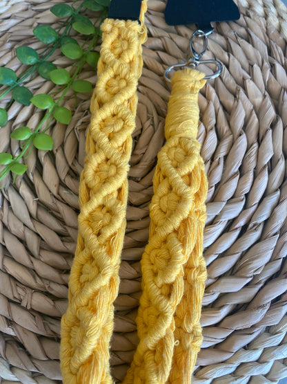 Macra-Made With Love chunky phone lanyard yellow pattern