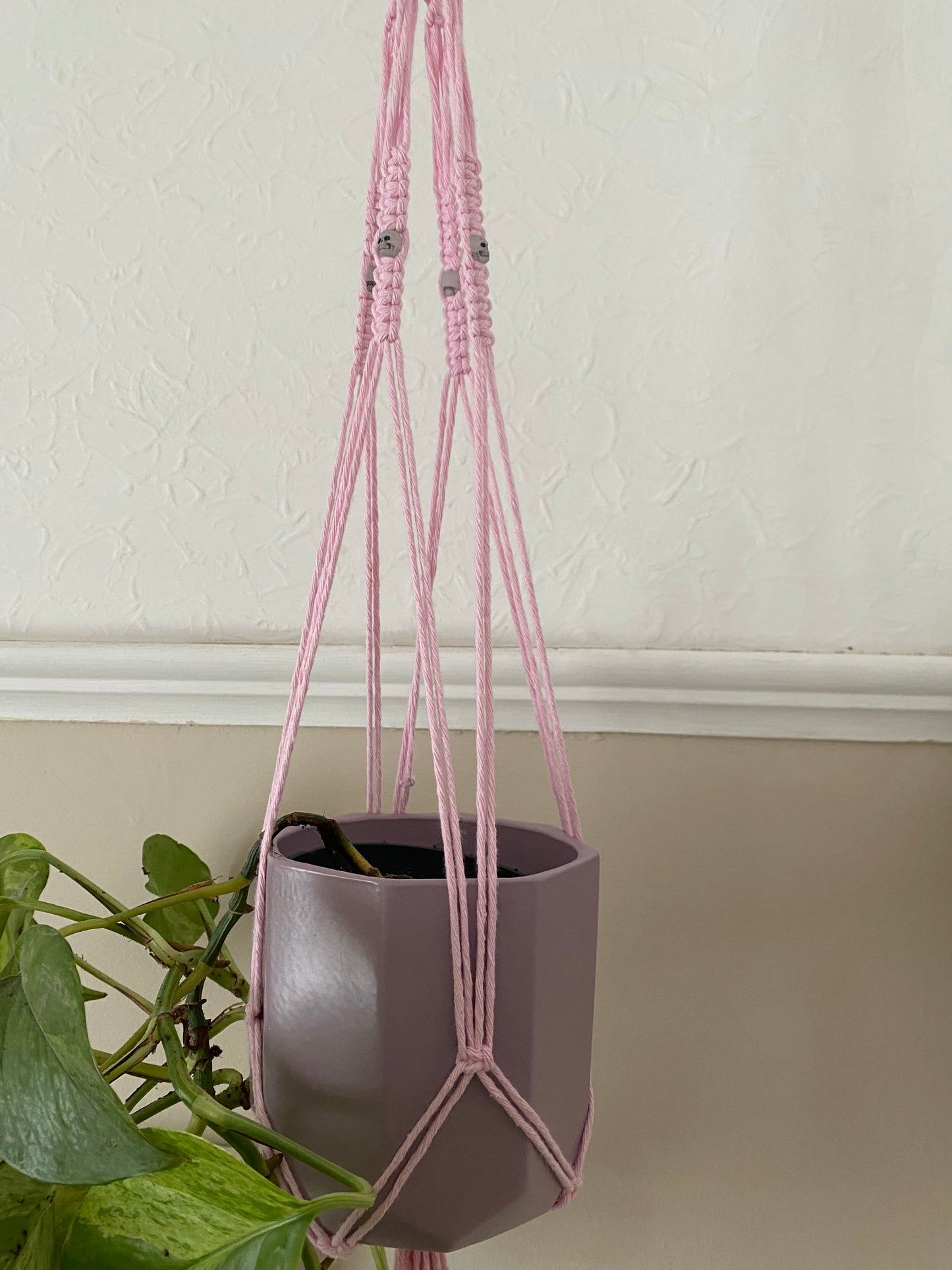 Skull Bead Macrame Plant Hanger