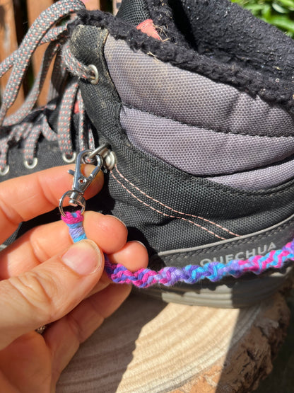 Purple Macrame Boot Chains with Metal Clasp - Sustainable Shoe Accessories