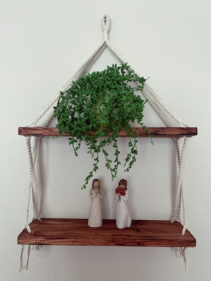 One-of-a-Kind Natural Macramé Double Hanging Shelf