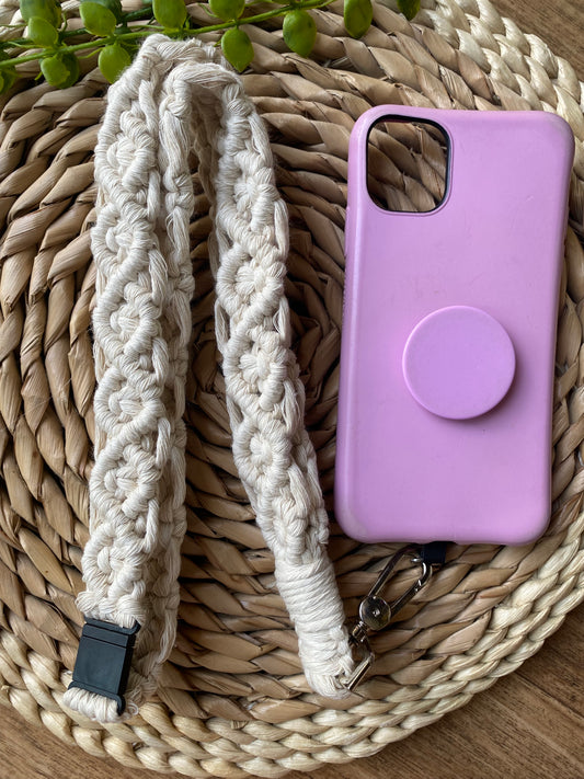 Macra-Made With Love chunky phone lanyard natural flat