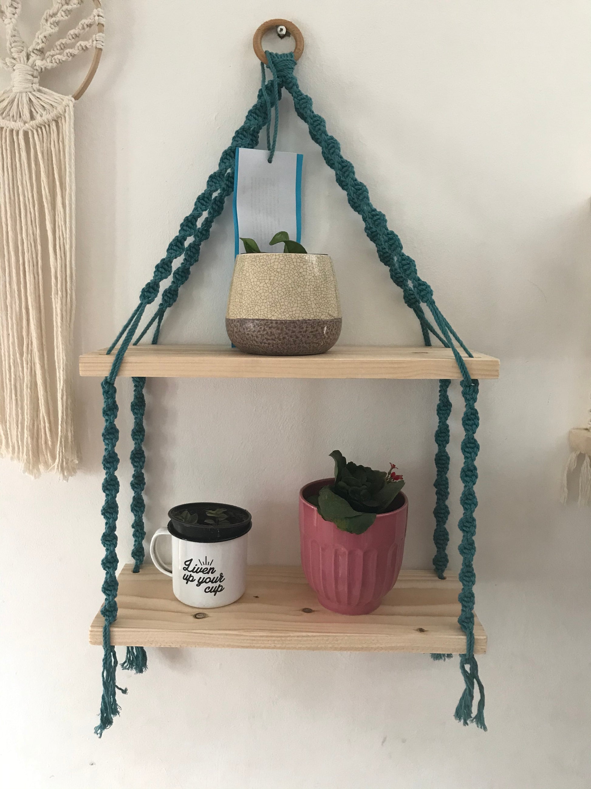 Macra-Made With Love 2 tier shelf teal front