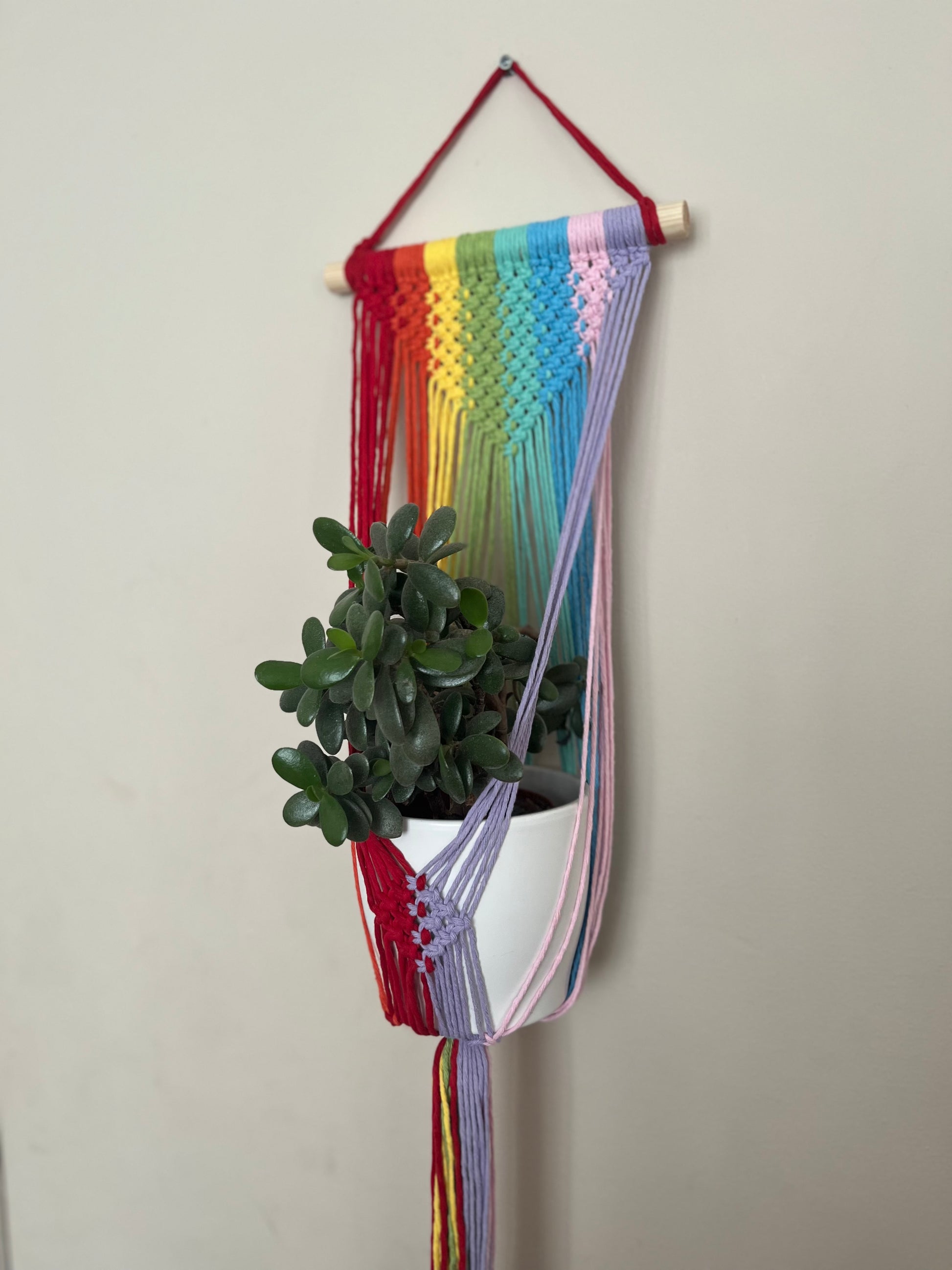 ombre macrame plant hanger Large Rainbow Macramé Plant Hanger – Eco-Friendly Decor – Macra-Made-With-Love