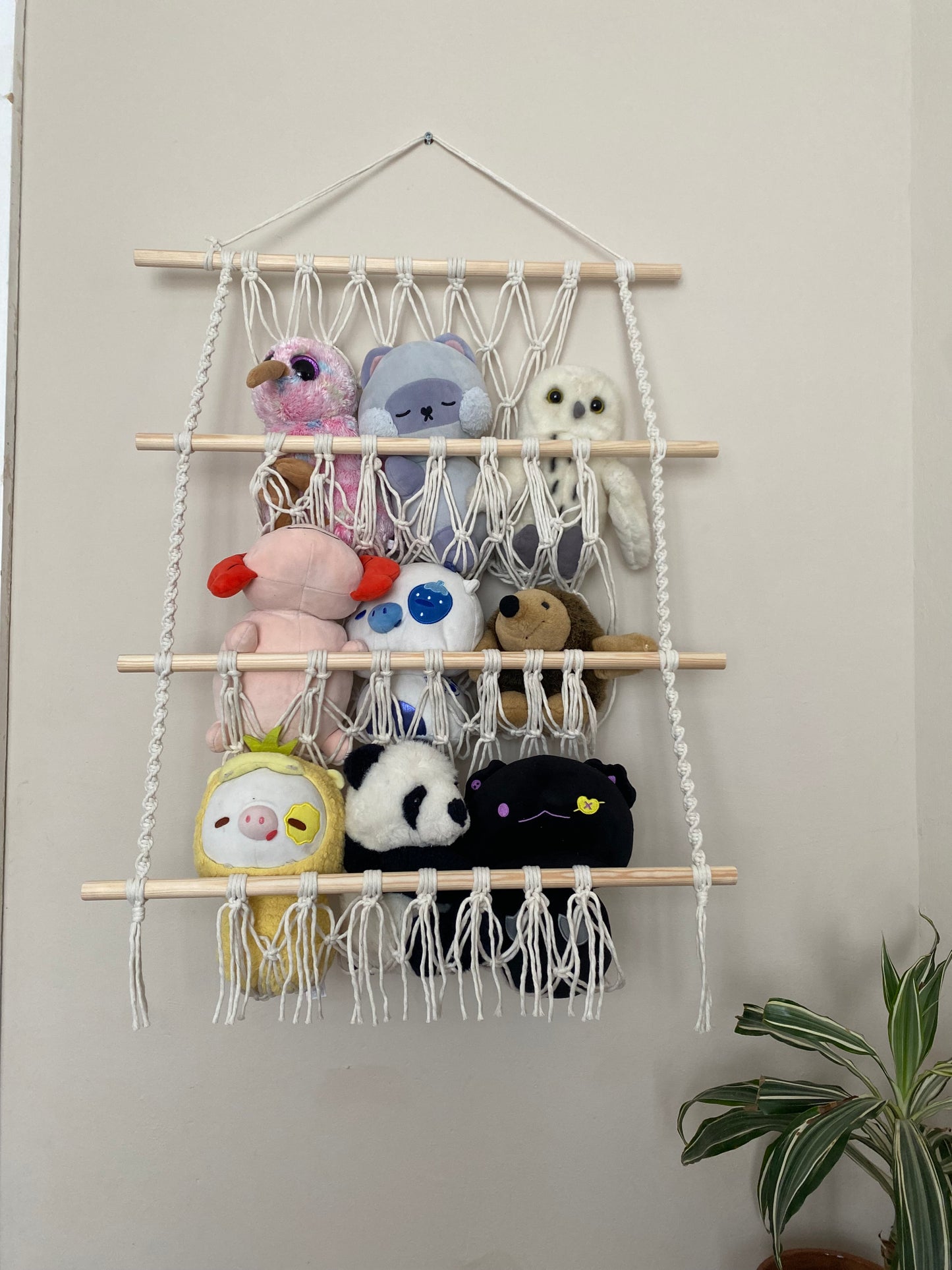 Wall hanging eco friendly soft toy storage hammock - single or triple