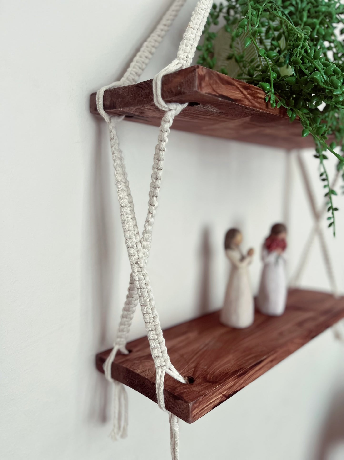One-of-a-Kind Natural Macramé Double Hanging Shelf
