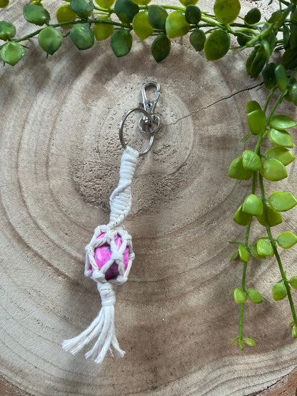 Macrame crystal gemstone keyring - choice of gemstones