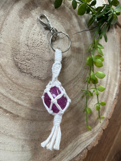 Macrame crystal gemstone keyring - choice of gemstones