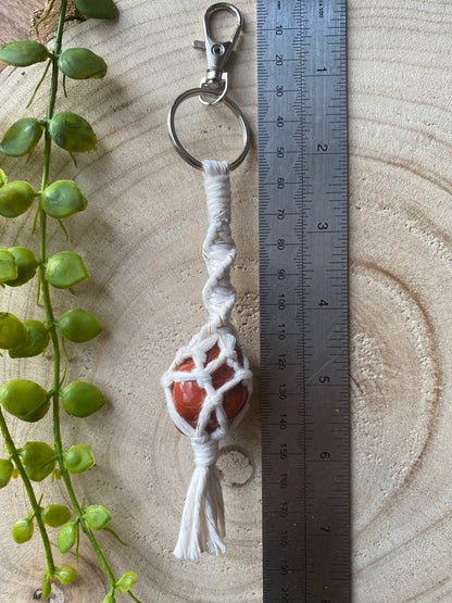 Macra-Made With Love gemstone keyring red jasper with measure 