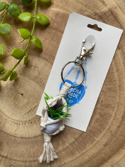 Macra-Made With Love mini plant hanger key ring golden natural flat on card 