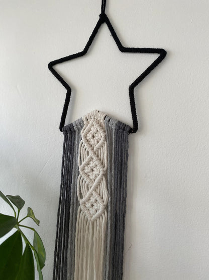 Macra-Made With Love star wall hanging monochrome close