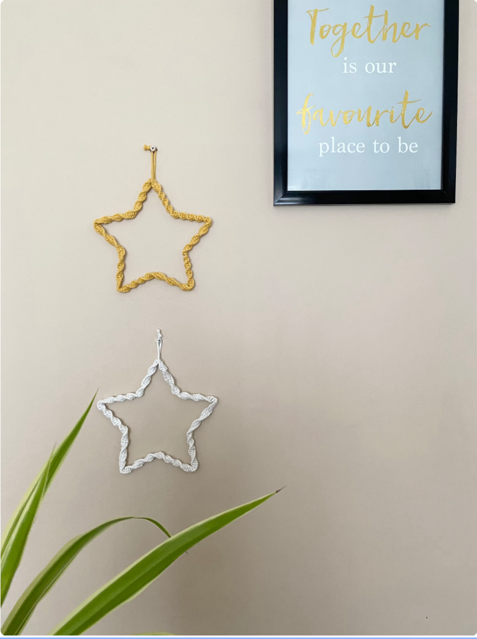 Macra-Made With Love small star wall hanging mustard & natural hanging