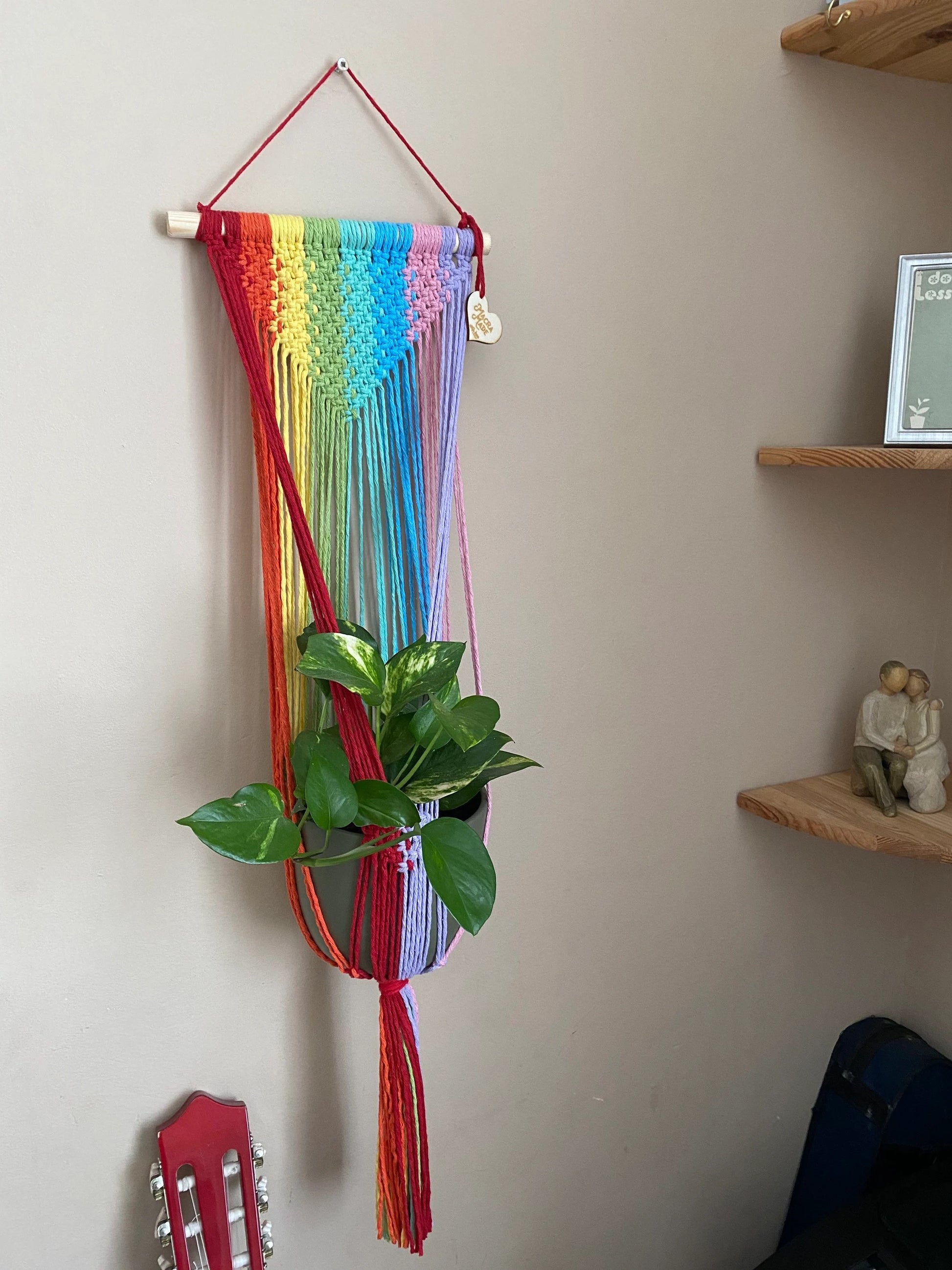 multiple macrame plant hanger Large Rainbow Macramé Plant Hanger – Eco-Friendly Decor – Macra-Made-With-Love