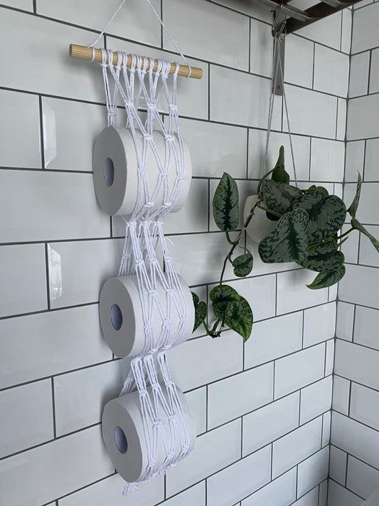 Bathroom decor toilet roll holder 3 white