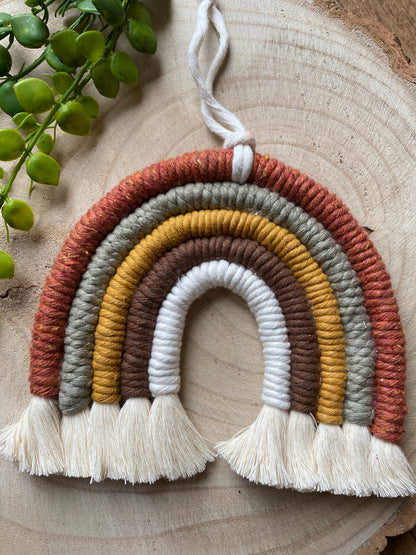 Earthy rainbow macrame flat lay 2