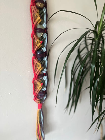 Colourful macrame chakra gemstone wall hanging 