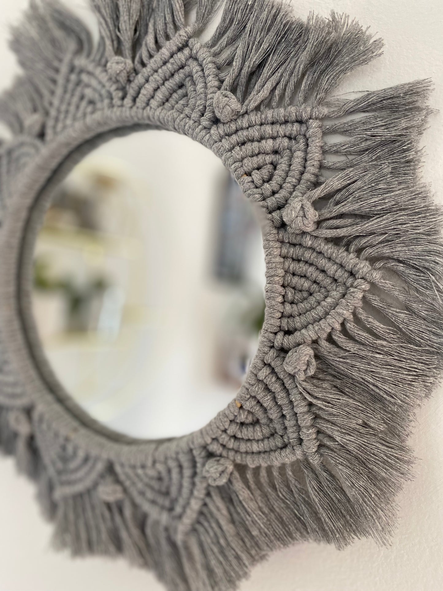 Macra-Made With Love mandala wall mirror grey close up