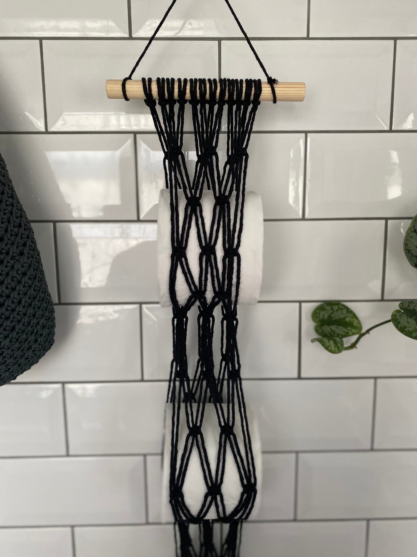 Bathroom decor toilet roll holder black zoom in