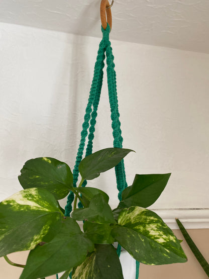 Macra-Made With Love short colourful macrame plant hanger green