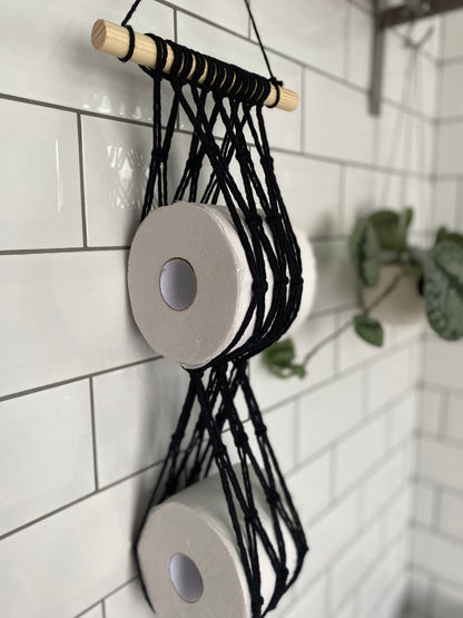 Bathroom decor toilet roll holder black left zoom