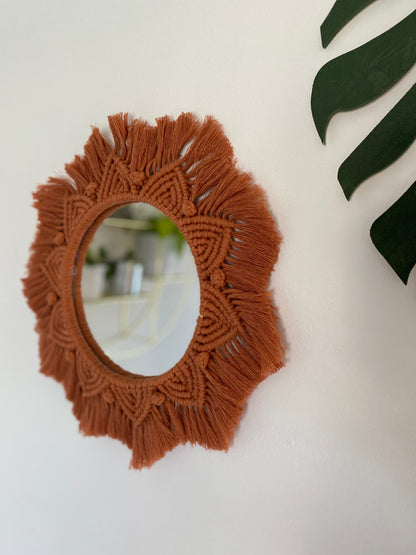 Macra-Made With Love mandala wall mirror terracotta right