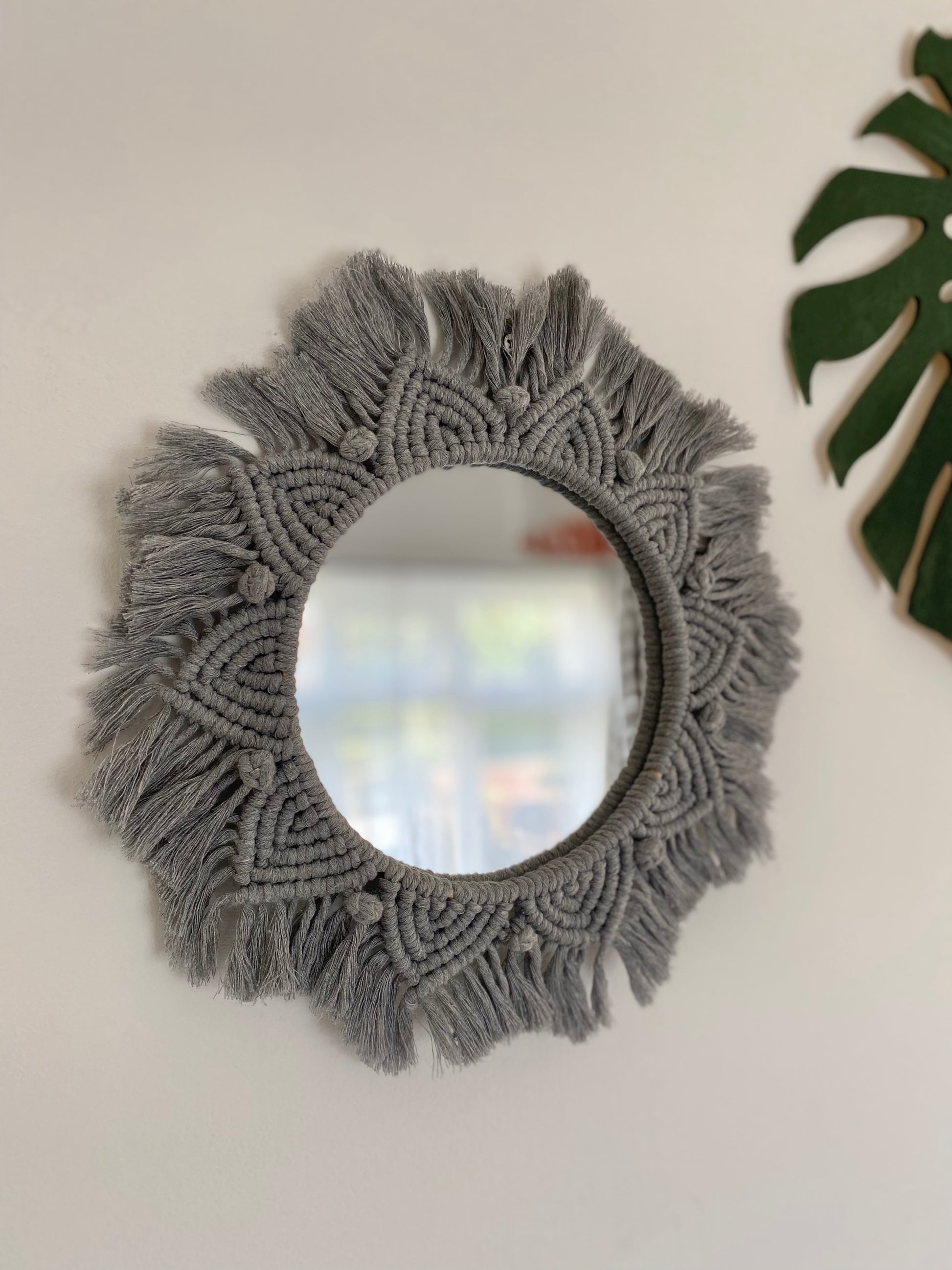 Macra-Made With Love mandala wall mirror grey details