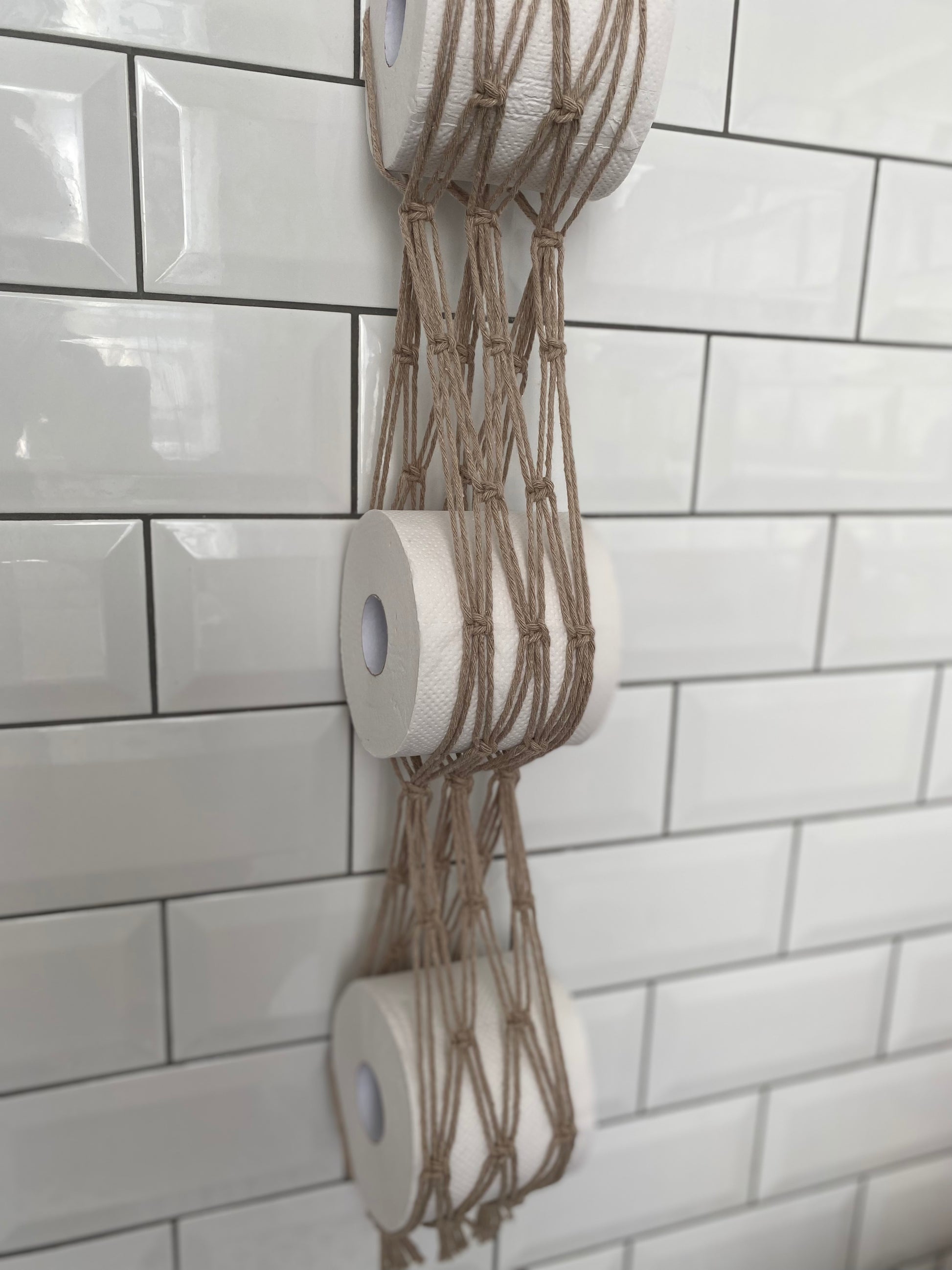 Bathroom decor toilet roll holder taupe bottom detail