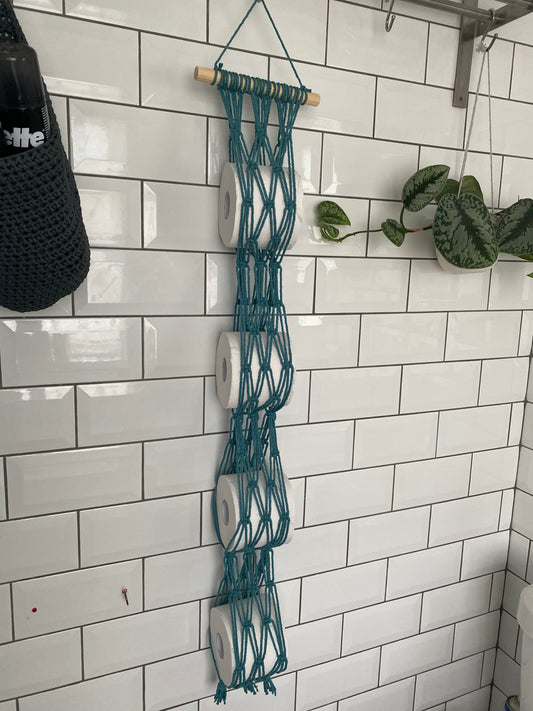 Bathroom decor toilet roll holder 4 teal